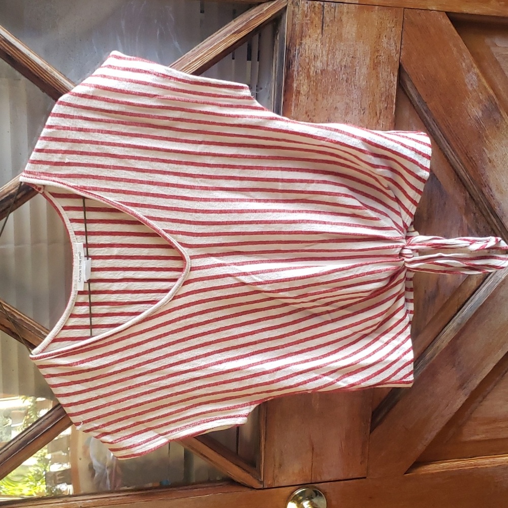 STRIPED Tie Front Top